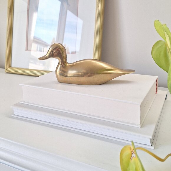Vintage Brass Duck decoy statue sculpture figurine *has flaw* - Picture 1 of 5